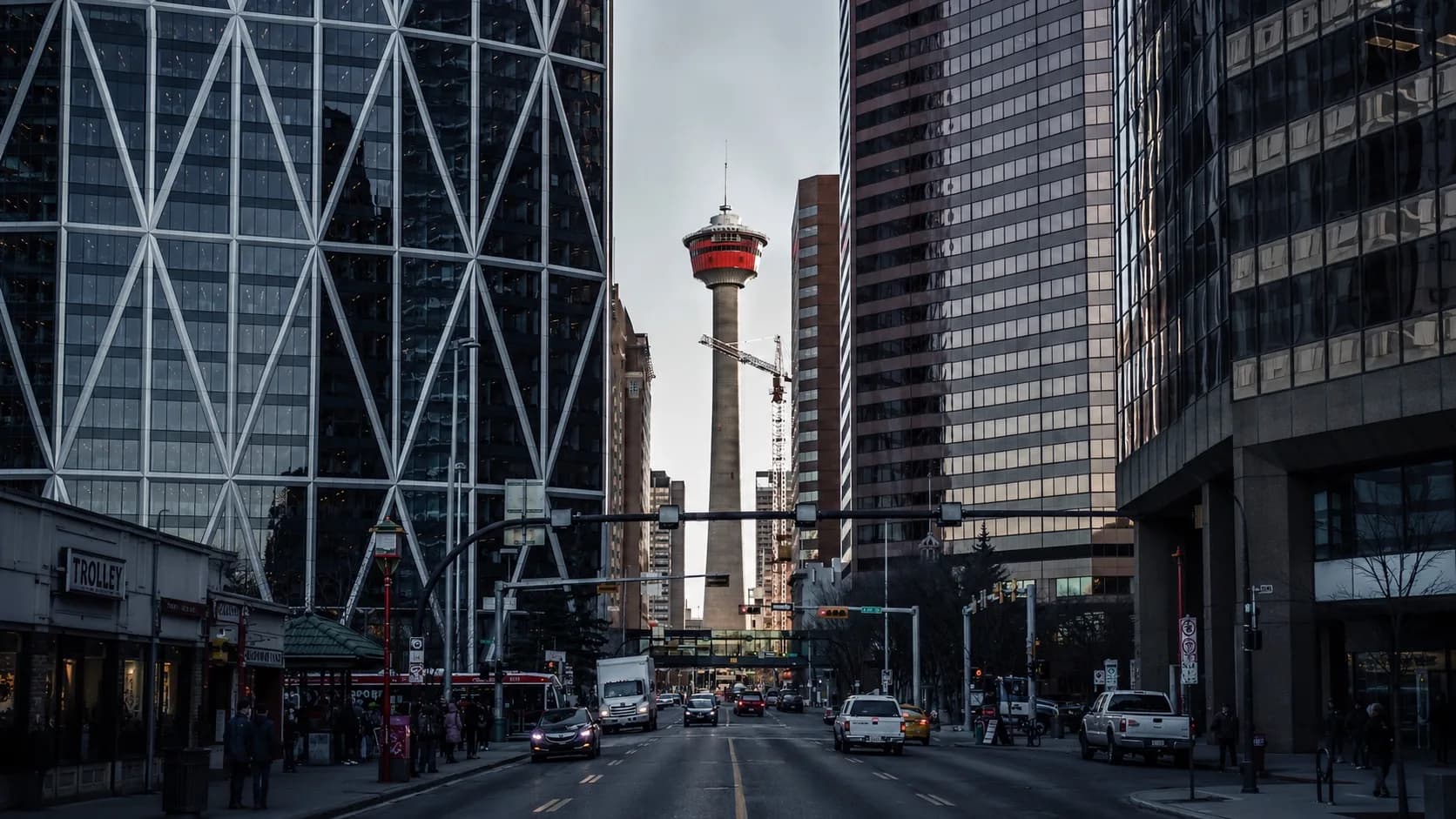 Downtown Calgary at dusk